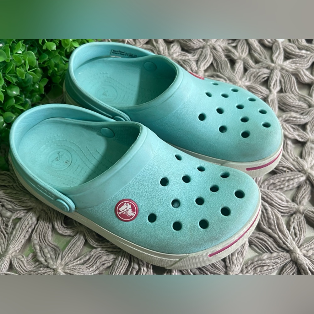 Crocs Kids Crocband Clogs Ice Blue and Candy Pink Size C12 C13 - Picture 8 of 10